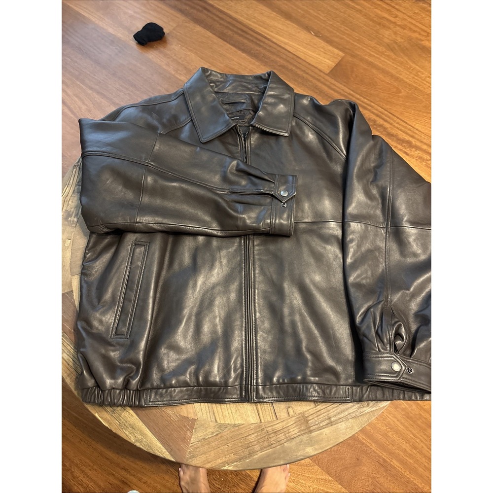 Claiborne Soft Lambskin Leather Jacket Chocolate Brown Men's 3X Quilted Lining
